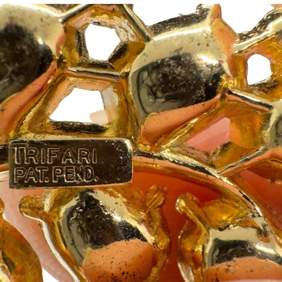 Vintage Trifari by Designer Alfred Philippe Citrine & Topaz Glass Brooch - Picture 7 of 8